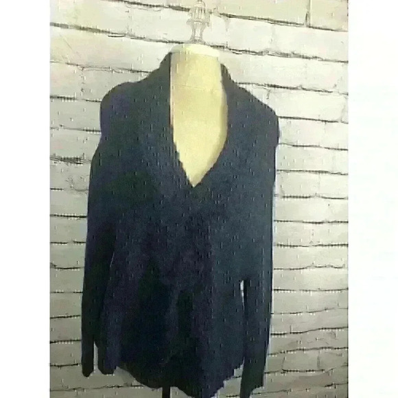 Theory Womens Size S/P Blue Chunky Knit Sweater Wool Blend Twist Front - Picture 1 of 5